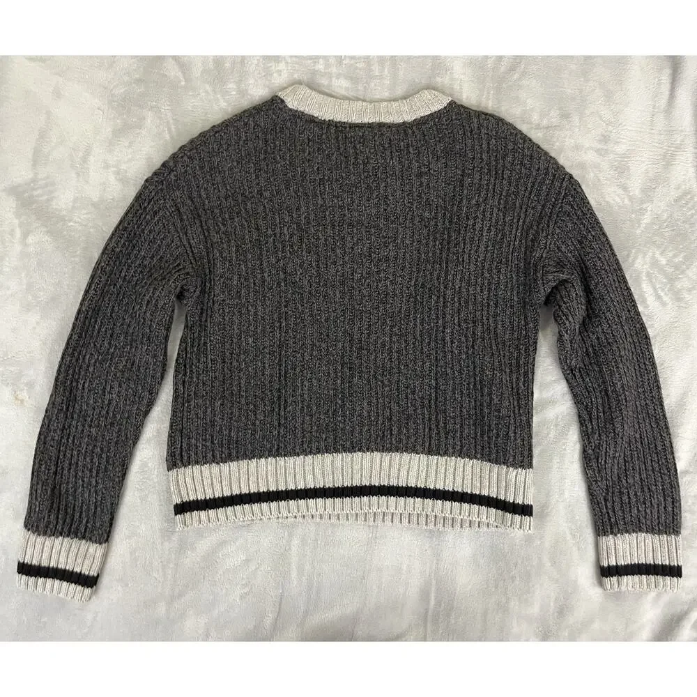 Roots Cabin Womens Oversize Size S Sweater Cozy Chunky Knit Gray Crew Pullover - Picture 5 of 8